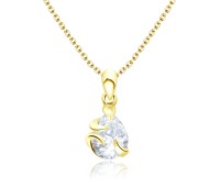 Gold Plated Necklace Silver CZ Drop SPE-206-GP