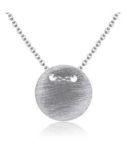 Scratched Disc Silver Necklace SPE-2086