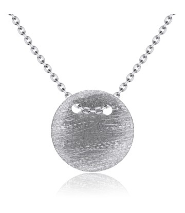 Scratched Disc Silver Necklace SPE-2086