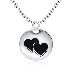 Cute Double Heart Silver Necklace SPE-2087