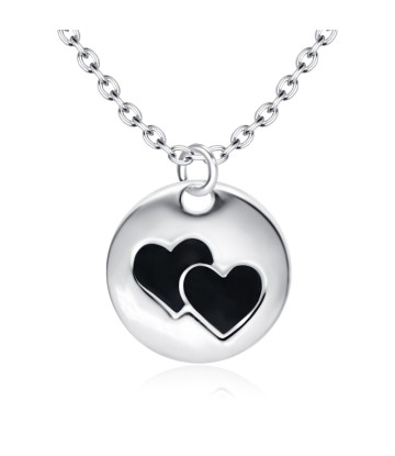 Cute Double Heart Silver Necklace SPE-2087