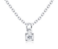 CZ Square Box Silver Necklace SPE-2101