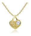 Lovely Round Rhinestone Heart Silver Necklace SPE-2102