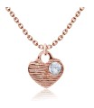 Lovely Round Rhinestone Heart Silver Necklace SPE-2102