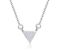 Triangle with Round CZ Silver Necklace SPE-2106