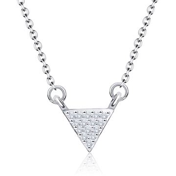 Triangle with Round CZ Silver Necklace SPE-2106