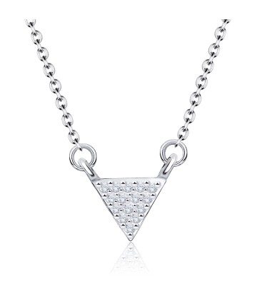 Triangle with Round CZ Silver Necklace SPE-2106