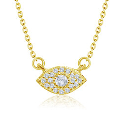 Gold Plated Evil Eye Surrounded CZ Stones Silver Necklace SPE-2107-GP