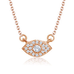 Rose Gold Plated Evil Eye Surrounded CZ Stones Silver Necklace SPE-2107-RO-GP