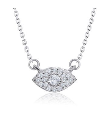 Evil Eye Surrounded CZ Stones Silver Necklace SPE-2107