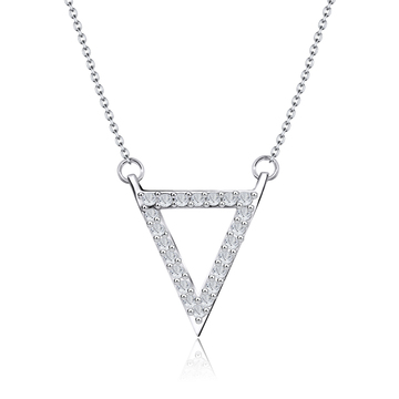 Triangle with CZ Silver Necklace SPE-2110