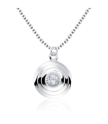 Round CZ Silver Necklace SPE-2111
