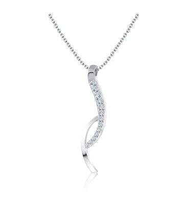 Modern Style CZ Silver Necklace SPE-2115