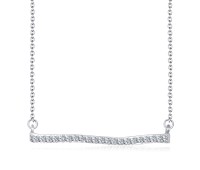 CZ Stones Linear Band Silver Necklace SPE-2116