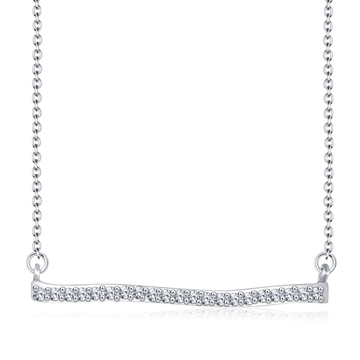 CZ Stones Linear Band Silver Necklace SPE-2116