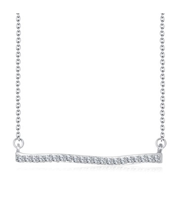 CZ Stones Linear Band Silver Necklace SPE-2116