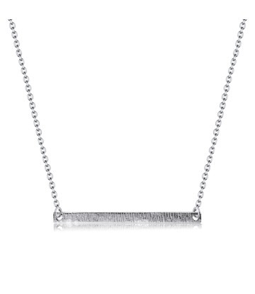 Straight Scratched Bar Silver Necklace SPE-2117