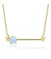 White Opal Straight Bar Silver Necklace SPE-2124