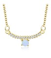 White Opal and CZ Stones Silver Necklace SPE-2125