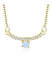 White Opal and CZ Stones Silver Necklace SPE-2125