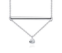 CZ with Linear Band Silver Necklace SPE-2134
