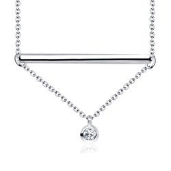 CZ with Linear Band Silver Necklace SPE-2134