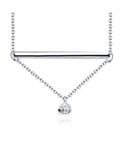 CZ with Linear Band Silver Necklace SPE-2134