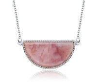 Peach Jade Necklace Silver SPE-2140