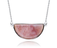 Peach Jade Necklace Silver SPE-2141