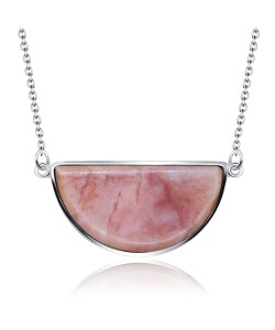 Peach Jade Necklace Silver SPE-2141