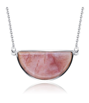 Peach Jade Necklace Silver SPE-2141