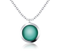Round Green Agate Silver Necklace SPE-2144