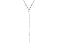 Linear Band Hang on Triangle Silver Necklace SPE-2148