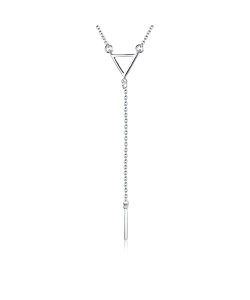 Linear Band Hang on Triangle Silver Necklace SPE-2148