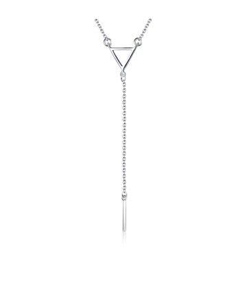 Linear Band Hang on Triangle Silver Necklace SPE-2148