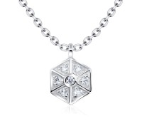 Hexagon CZ Stones Silver Necklace SPE-2150