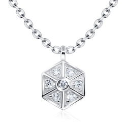 Hexagon CZ Stones Silver Necklace SPE-2150