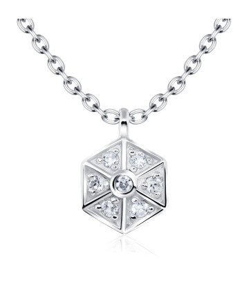 Hexagon CZ Stones Silver Necklace SPE-2150