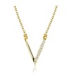 V Shaped with CZ Silver Necklace SPE-2153