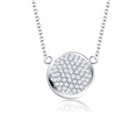 Classic Round CZ Silver Necklace SPE-2192