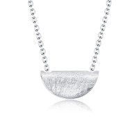 Scratched Hemispherical Hunk Silver Necklace SPE-2194