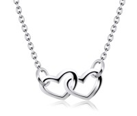 Dual Hearts Silver Necklaces Line SPE-222