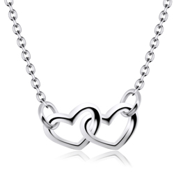 Dual Hearts Silver Necklaces Line SPE-222