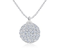 Huge Ball Surrounded CZ Silver Necklace SPE-2245