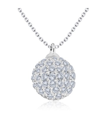 Huge Ball Surrounded CZ Silver Necklace SPE-2245