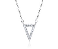 Triangle Shaped CZ Stones Silver Necklace SPE-2246