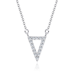 Triangle Shaped CZ Stones Silver Necklace SPE-2246