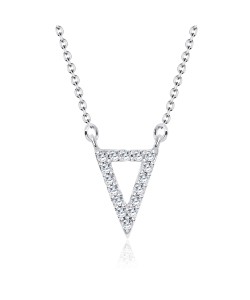 Triangle Shaped CZ Stones Silver Necklace SPE-2246