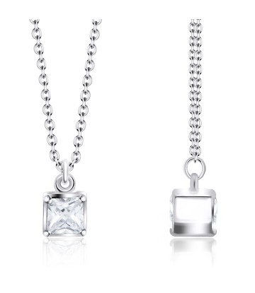 Square CZ in Box Silver Necklace SPE-2250