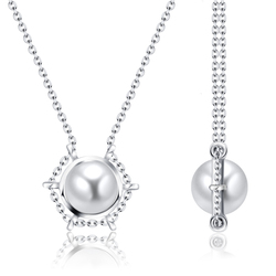Ornamental White Stone Silver Necklace SPE-2251-WH